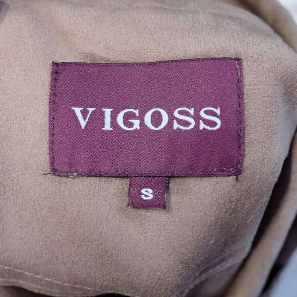 Vigoss Drapped Faux Suede Jacket Size S Dress Blazer Zipper Lightweight - Picture 4 of 7